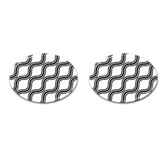 Diagonal Pattern Background Black And White Cufflinks (Oval)