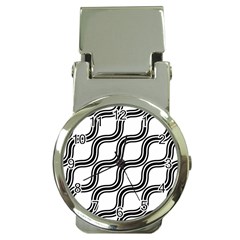 Diagonal Pattern Background Black And White Money Clip Watches