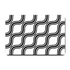 Diagonal Pattern Background Black And White Small Doormat  by Sapixe