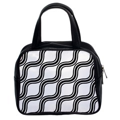 Diagonal Pattern Background Black And White Classic Handbags (2 Sides)