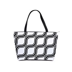 Diagonal Pattern Background Black And White Shoulder Handbags