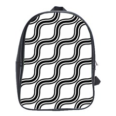 Diagonal Pattern Background Black And White School Bag (Large)