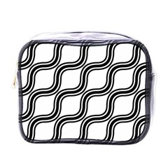 Diagonal Pattern Background Black And White Mini Toiletries Bags