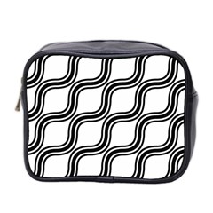 Diagonal Pattern Background Black And White Mini Toiletries Bag 2-Side