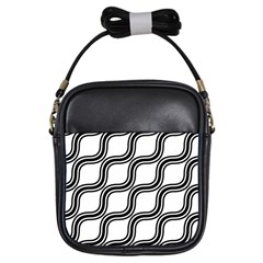 Diagonal Pattern Background Black And White Girls Sling Bags