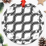 Diagonal Pattern Background Black And White Ornament (Round Filigree) Front