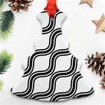 Diagonal Pattern Background Black And White Christmas Tree Ornament (Two Sides) Front