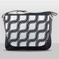 Diagonal Pattern Background Black And White Messenger Bags