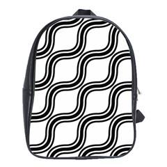 Diagonal Pattern Background Black And White School Bag (XL)