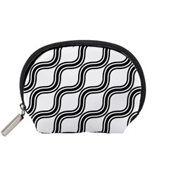 Diagonal Pattern Background Black And White Accessory Pouches (small)  by Sapixe