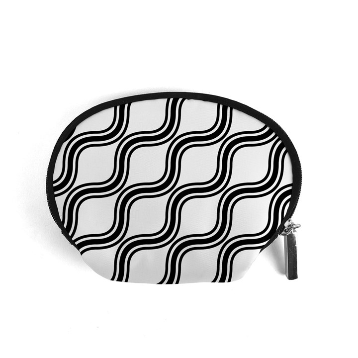 Diagonal Pattern Background Black And White Accessory Pouches (Small) 