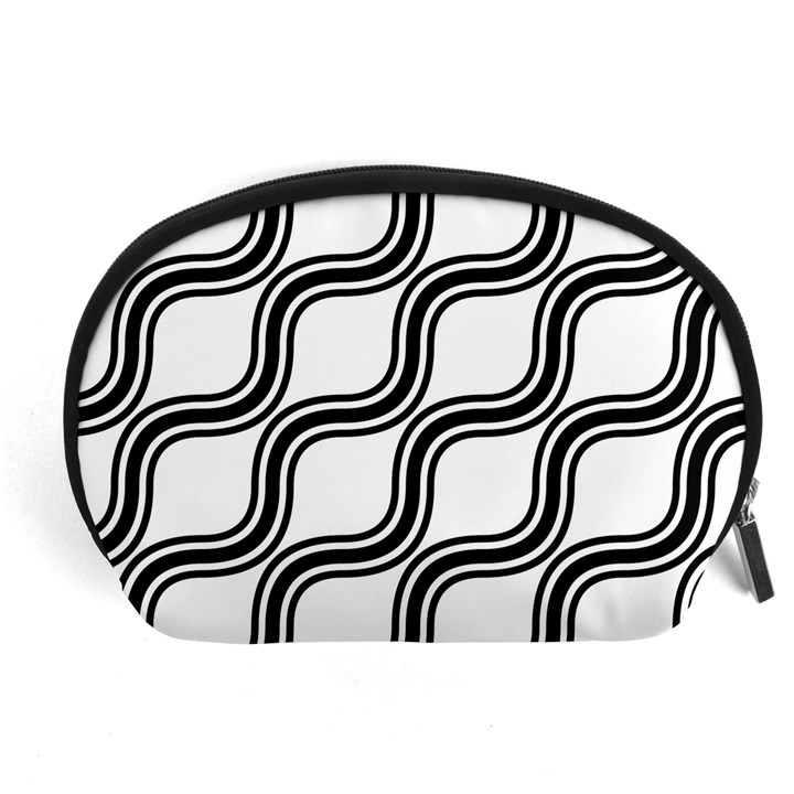 Diagonal Pattern Background Black And White Accessory Pouches (Large) 