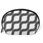 Diagonal Pattern Background Black And White Accessory Pouches (Large)  Back