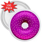 Donut Transparent Clip Art 3  Buttons (100 pack)  Front