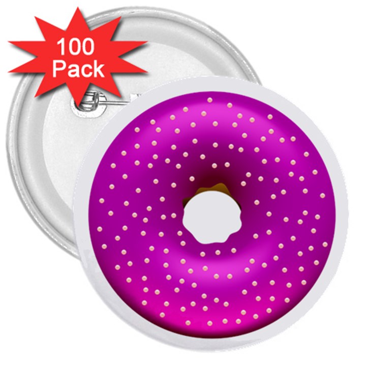 Donut Transparent Clip Art 3  Buttons (100 pack) 