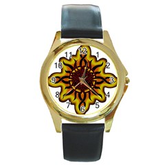 Disturbed Is An American Heavy Metal Band Logo Round Gold Metal Watch by Sapixe