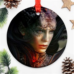 Digital Fantasy Girl Art Round Ornament (two Sides) by Sapixe