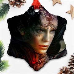 Digital Fantasy Girl Art Ornament (snowflake) by Sapixe