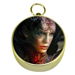 Digital Fantasy Girl Art Gold Compasses by Sapixe