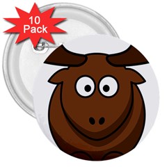 Elk Clip Art Reindeer Raindeer Elk Christmas Xmas 3  Buttons (10 Pack)  by Sapixe