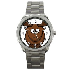 Elk Clip Art Reindeer Raindeer Elk Christmas Xmas Sport Metal Watch by Sapixe