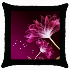 Drawing Flowers Lotus Throw Pillow Case (black) by Sapixe