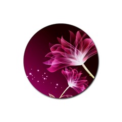 Drawing Flowers Lotus Rubber Round Coaster (4 Pack)  by Sapixe