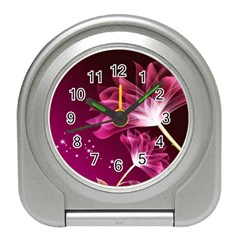 Drawing Flowers Lotus Travel Alarm Clocks by Sapixe