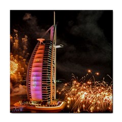 Dubai Burj Al Arab Hotels New Years Eve Celebration Fireworks Tile Coasters by Sapixe