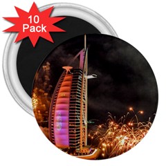 Dubai Burj Al Arab Hotels New Years Eve Celebration Fireworks 3  Magnets (10 Pack)  by Sapixe