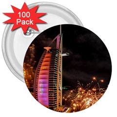 Dubai Burj Al Arab Hotels New Years Eve Celebration Fireworks 3  Buttons (100 Pack)  by Sapixe