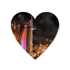 Dubai Burj Al Arab Hotels New Years Eve Celebration Fireworks Heart Magnet by Sapixe