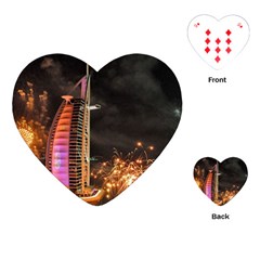 Dubai Burj Al Arab Hotels New Years Eve Celebration Fireworks Playing Cards (heart)  by Sapixe