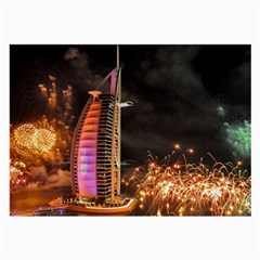 Dubai Burj Al Arab Hotels New Years Eve Celebration Fireworks Large Glasses Cloth (2-side) by Sapixe