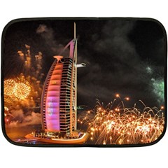 Dubai Burj Al Arab Hotels New Years Eve Celebration Fireworks Double Sided Fleece Blanket (mini)  by Sapixe