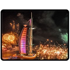 Dubai Burj Al Arab Hotels New Years Eve Celebration Fireworks Fleece Blanket (large)  by Sapixe