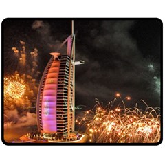 Dubai Burj Al Arab Hotels New Years Eve Celebration Fireworks Fleece Blanket (medium)  by Sapixe