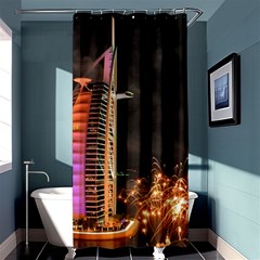 Dubai Burj Al Arab Hotels New Years Eve Celebration Fireworks Shower Curtain 36  X 72  (stall)  by Sapixe