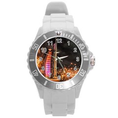 Dubai Burj Al Arab Hotels New Years Eve Celebration Fireworks Round Plastic Sport Watch (l) by Sapixe