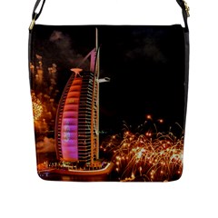 Dubai Burj Al Arab Hotels New Years Eve Celebration Fireworks Flap Messenger Bag (l)  by Sapixe