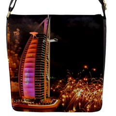 Dubai Burj Al Arab Hotels New Years Eve Celebration Fireworks Flap Messenger Bag (s) by Sapixe