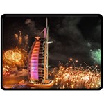 Dubai Burj Al Arab Hotels New Years Eve Celebration Fireworks Double Sided Fleece Blanket (Large)  80 x60  Blanket Front