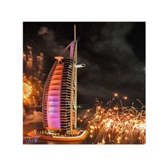 Dubai Burj Al Arab Hotels New Years Eve Celebration Fireworks Small Satin Scarf (square) by Sapixe