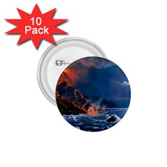 Eruption Of Volcano Sea Full Moon Fantasy Art 1 75  Buttons (10 Pack) by Sapixe