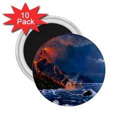 Eruption Of Volcano Sea Full Moon Fantasy Art 2 25  Magnets (10 Pack)  by Sapixe