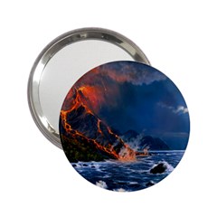 Eruption Of Volcano Sea Full Moon Fantasy Art 2 25  Handbag Mirrors by Sapixe