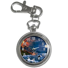 Eruption Of Volcano Sea Full Moon Fantasy Art Key Chain Watches by Sapixe