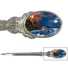 Eruption Of Volcano Sea Full Moon Fantasy Art Letter Openers by Sapixe