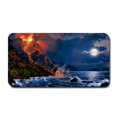 Eruption Of Volcano Sea Full Moon Fantasy Art Medium Bar Mats by Sapixe