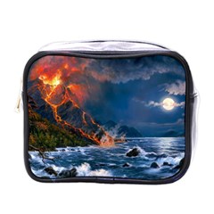 Eruption Of Volcano Sea Full Moon Fantasy Art Mini Toiletries Bags by Sapixe